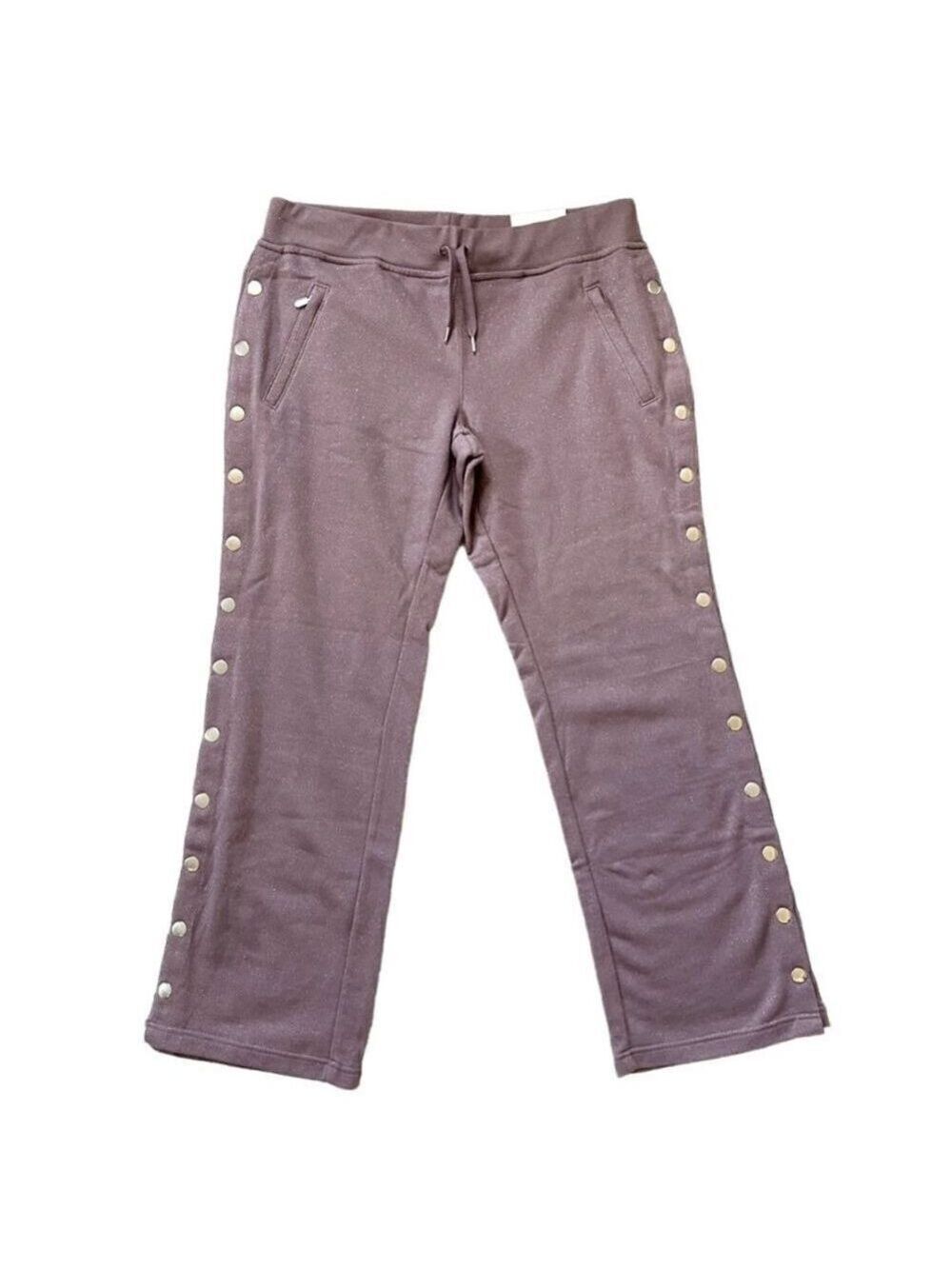 EleVen by Venus Williams Side Snap Wide Leg Sweatpants Mauve Pink Large